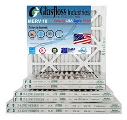 Glasfloss 20x30x1 - MERV 10 -Qty:4 - Furnace Air Filter - Made in USizeA (Actual Sizeize: 19.5 x 29.5x7/8 inch)