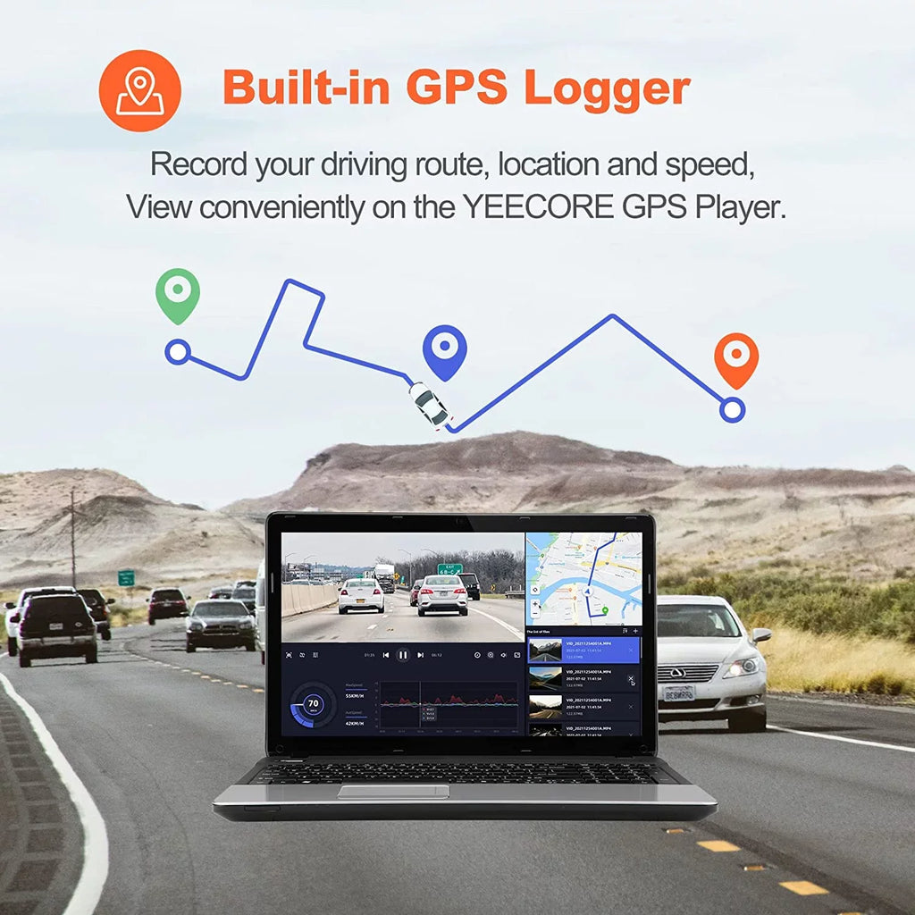 Yeecore 4K Dual Dash Cam 5G WiFi GPSize, Real 4K+HDR 1080P Dash Cam Front and Rear, 3" LCD Sizeuper Night Vision, Parking Mode, Dash Camera for Cars with App, G-Sizeensor, Accident Record