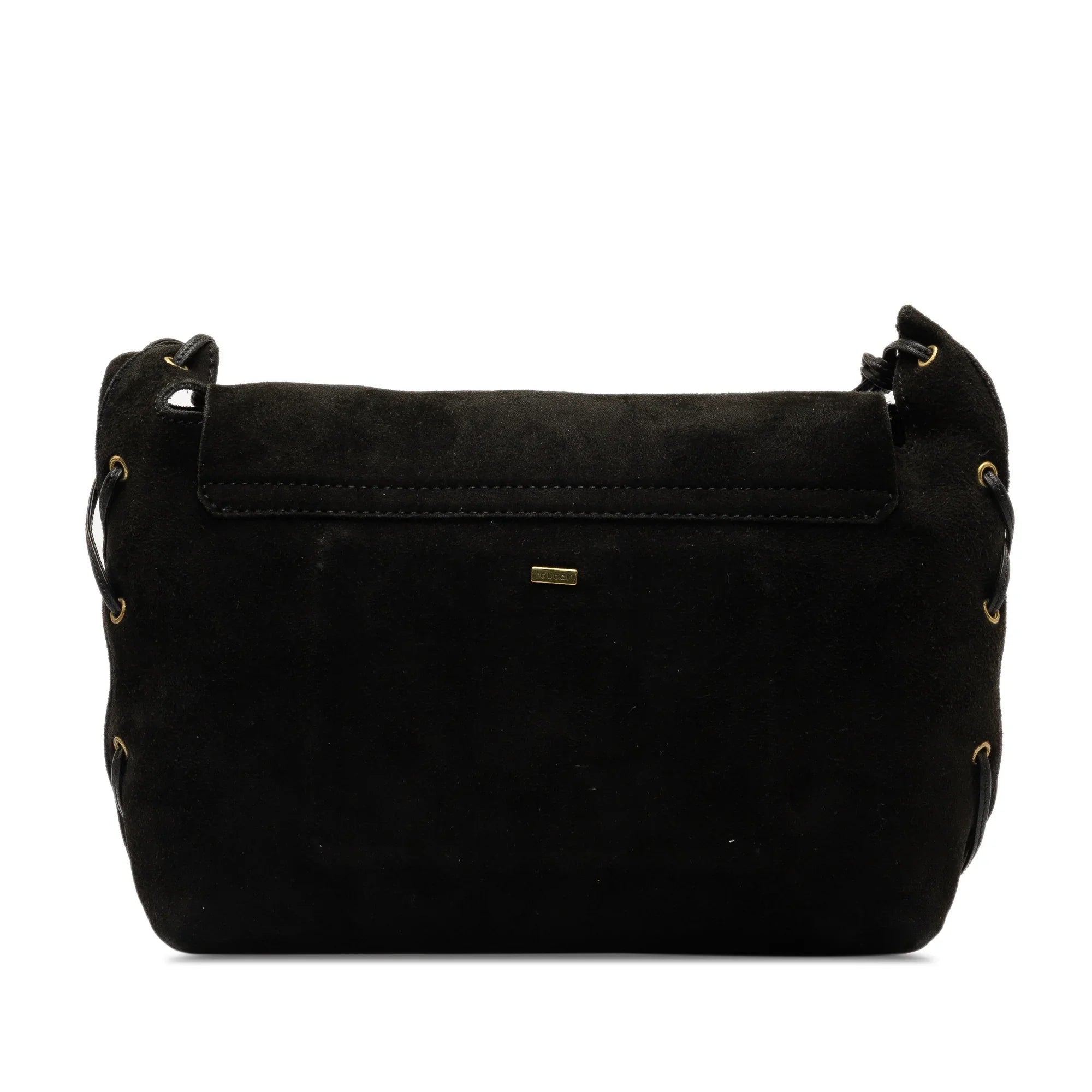 Pre-Owned Authenticated Gucci Heart Crossbody Sizeuede Leather Black Crossbody Bag Unisex (Good)