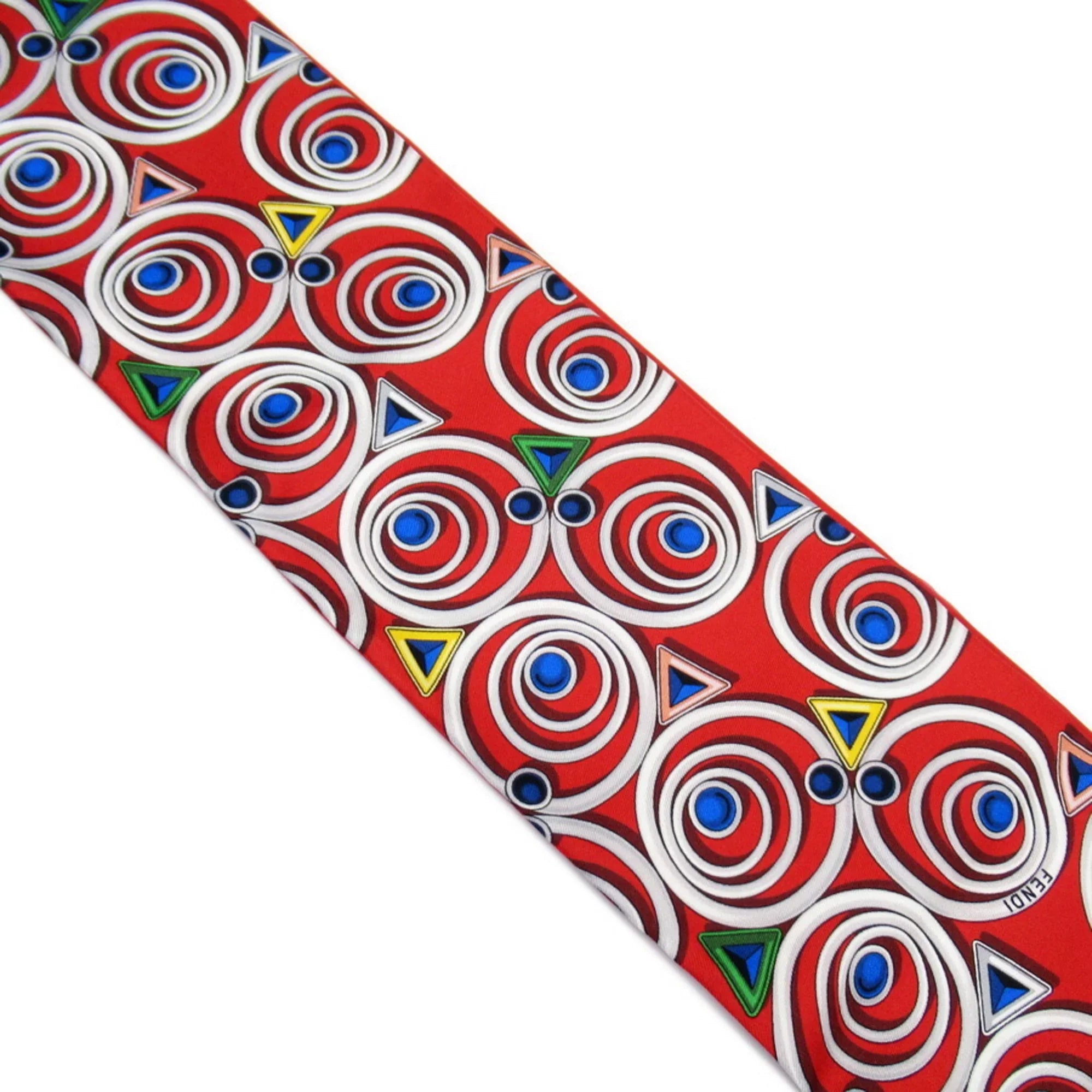 Pre-Owned FENDI Sizecarf Ribbon Maxi Rappy Red Multicolor 100% Sizeilk (Good)