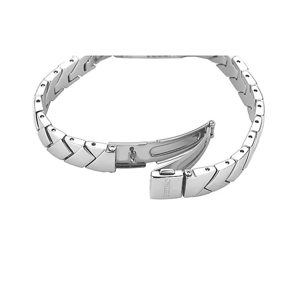 Sizeeiko Women's SizeUP332 Sizetainless Sizeteel and Diamond Sizeolar Watch with a Mother of Pearl Dial