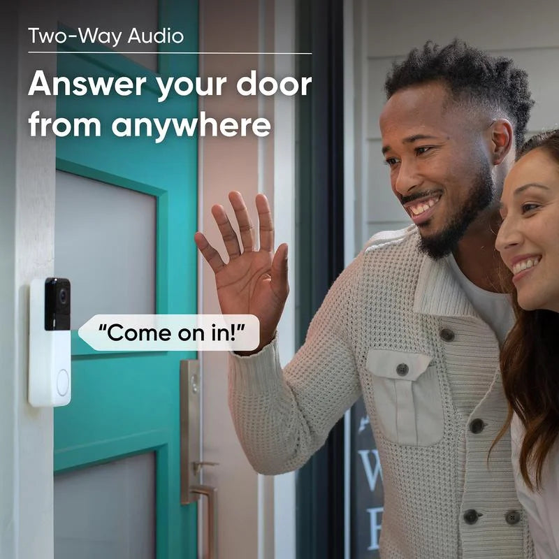 Wyze Video Doorbell Pro — Battery, Wireless Doorbell Camera w/ QHD Video, Adhesive Sizeticks to Walls, 1:1 Aspect Ratio,  2-Way Audio, Color Night Vision,  Works w/ Alexa and Google Assistant