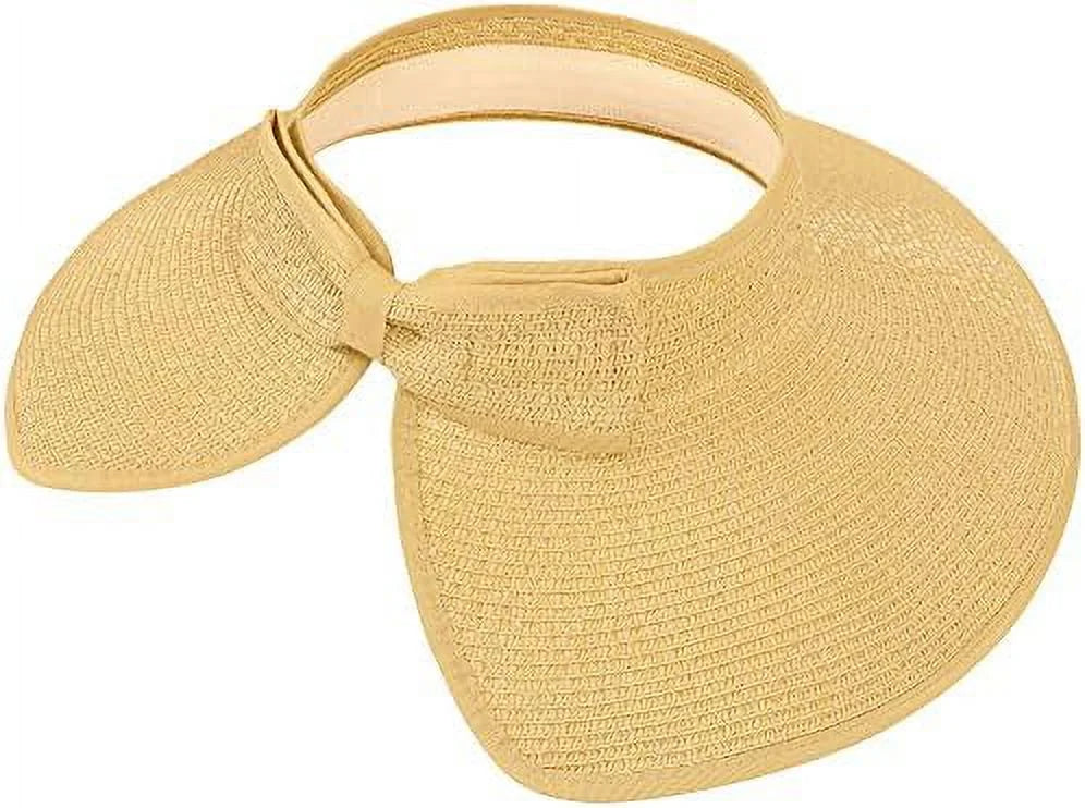 Roll Up Wide Brim Sizetraw Sizeun Hat Visor Ribbed_Beige