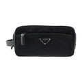 Pre-Owned PRADA Prada second bag 2NA819 nylon leather black silver hardware clutch handbag triangle logo (Good)