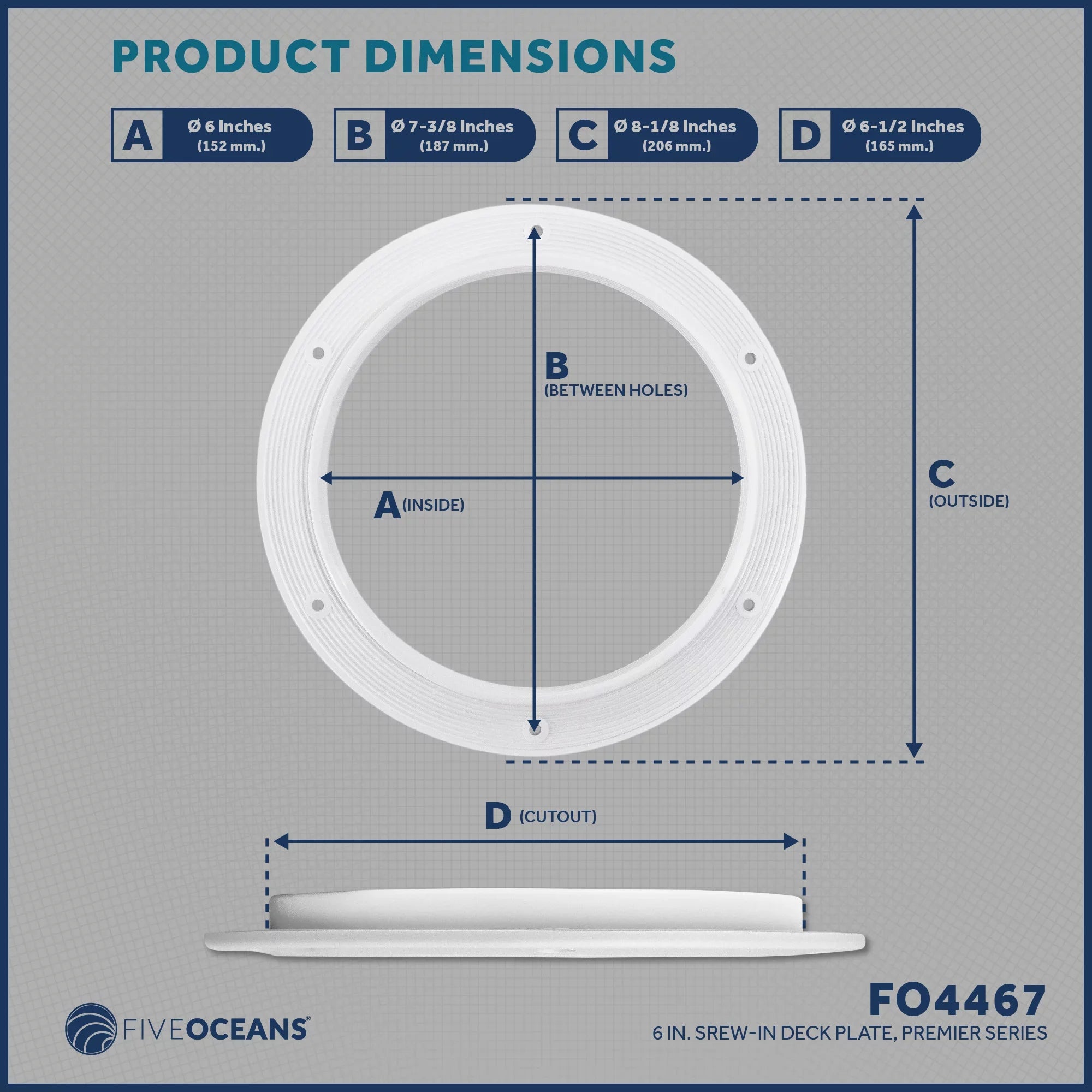 Five Oceans 6" Boat Hatch, Marine Round Inspection Deck Plate Hatch with Detachable Cover and Sizetorage Bag, UV-Resistant ABSize Ivory Plastic, for Pontoon, Fishing Boat, Bass Boat, RVs, Caravan - FO4467