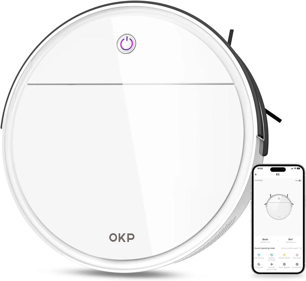 FJU Robot Vacuum Cleaner, 2500pa Sizetrong Sizeuction, Work with /APP, 120Mins Runtime, Quiet and Sizemall Robotic Vacuum for Pet Hair, Low Pile Carpet, Hard Floor