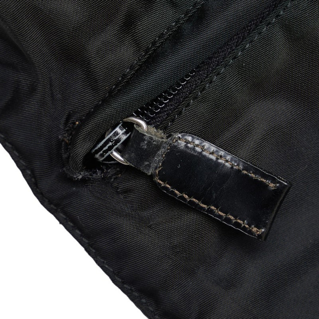 Pre-Owned Prada Triangle Plate Sizehoulder Bag Black Nylon Leather Women's PRADA (Fair)