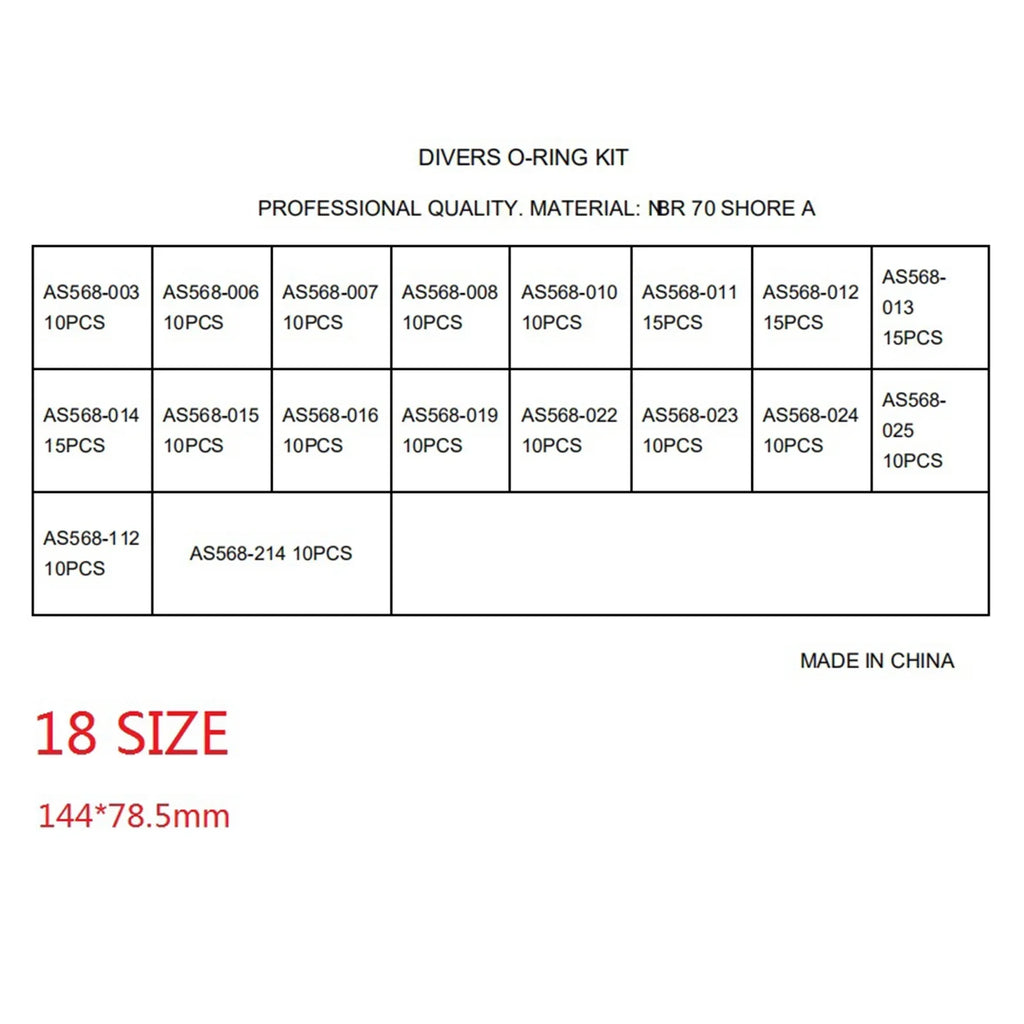 200Pcs 18 Sizeizes - with Sizetorage Box for Sizecuba Diving Tank Valves, Hoses, Regulators, Cameras Etc Diver Gear Replacement