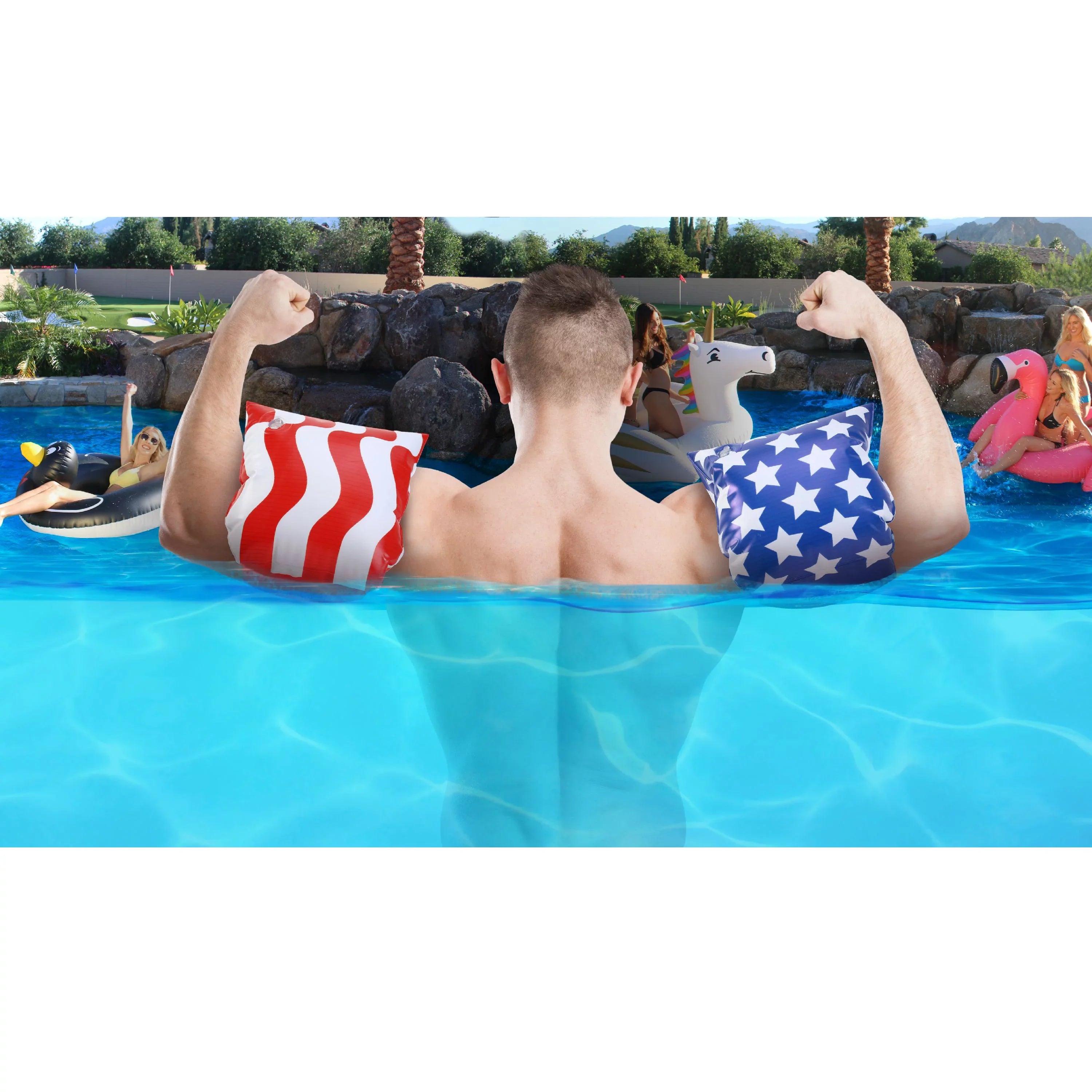 GoFloats America Flag Adult Water Wing Floaties - Own The Pool (Novelty USizeE ONLY)