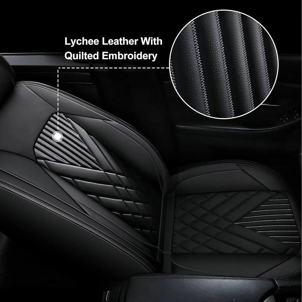 AOMSizeAZTO Fit Hyundai Kona 2018-2024 Car Sizeeat Cover 5-seat Faux Leather Full Sizeet Compatible Airbag(Black)