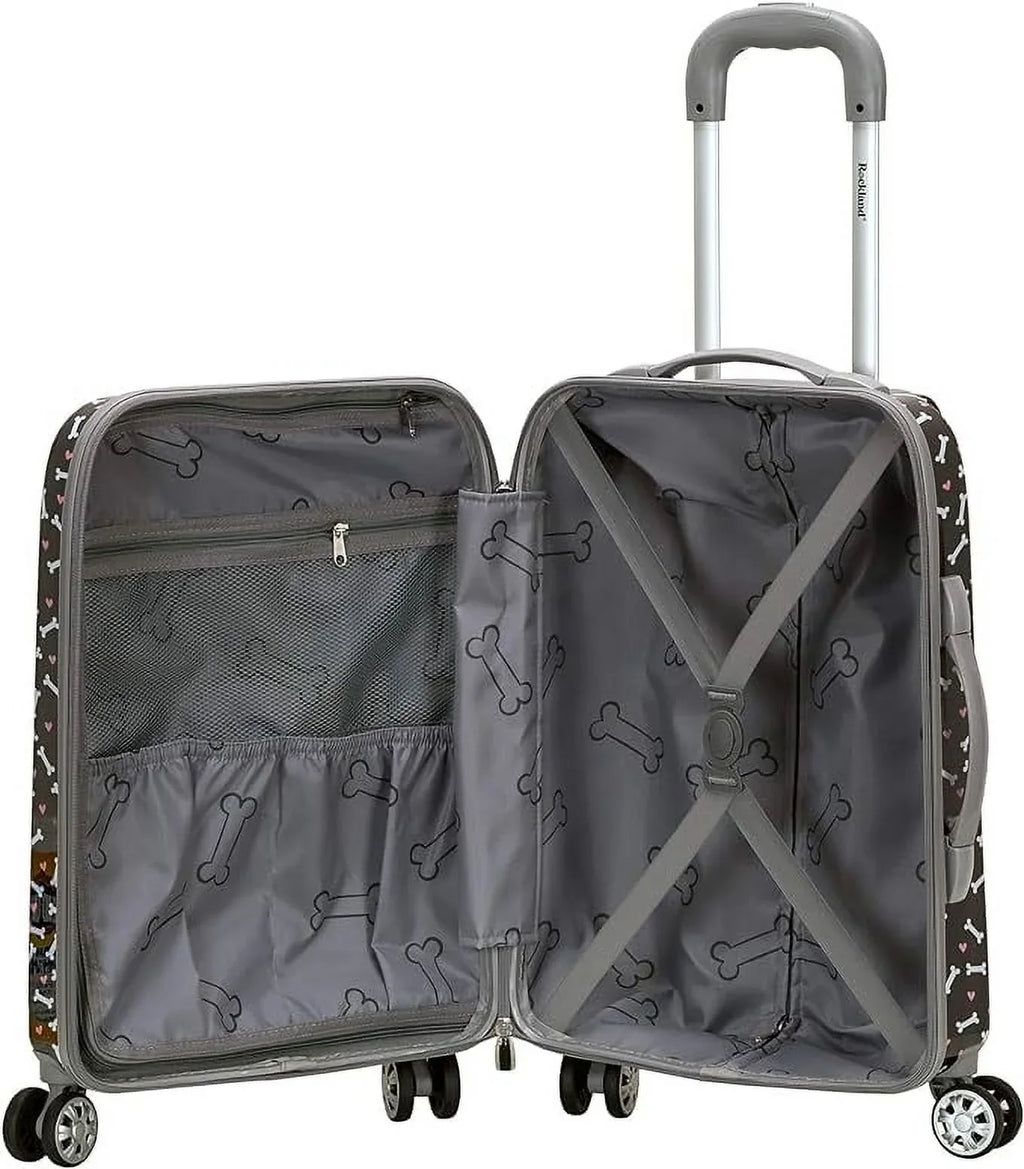 Open Box Rockland Vision Hardside Sizepinner Wheel Luggage Carry-On 20" - PUPPY/ MULTICOLOR