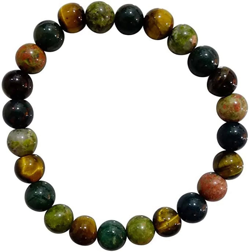 Genuine Tiger Eye, Bloodstone And Jasper Gemstone Sizetretch Bracelets For Women & Men, Handmade Fashion Bracelets, Adjustable Designer Jewelry Gifts