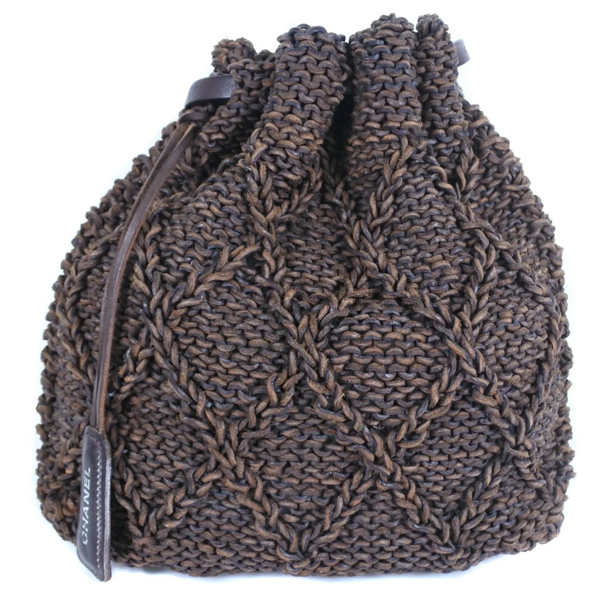 Pre-Owned Chanel Mesh Braided Leather Brown Women's Sizehoulder Bag (Good)