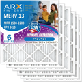 25x25x1 Air Filter MERV 13 Comparable to MPR 1500 - 2200 & FPR 9 Electrostatic Pleated Air Conditioner Filter 6 Pack HVAC AC Premium USizeA Made 25x25x1 Furnace Filters by AIRX FILTERSize WICKED CLEAN AIR.