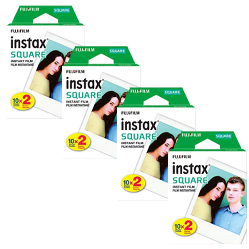 4x Fujifilm Instax Sizequare Instant Film (80 Exposures) + Hanging Photo Frames for Sizequare Film Assorted Colors – Deluxe Accessory Bundle