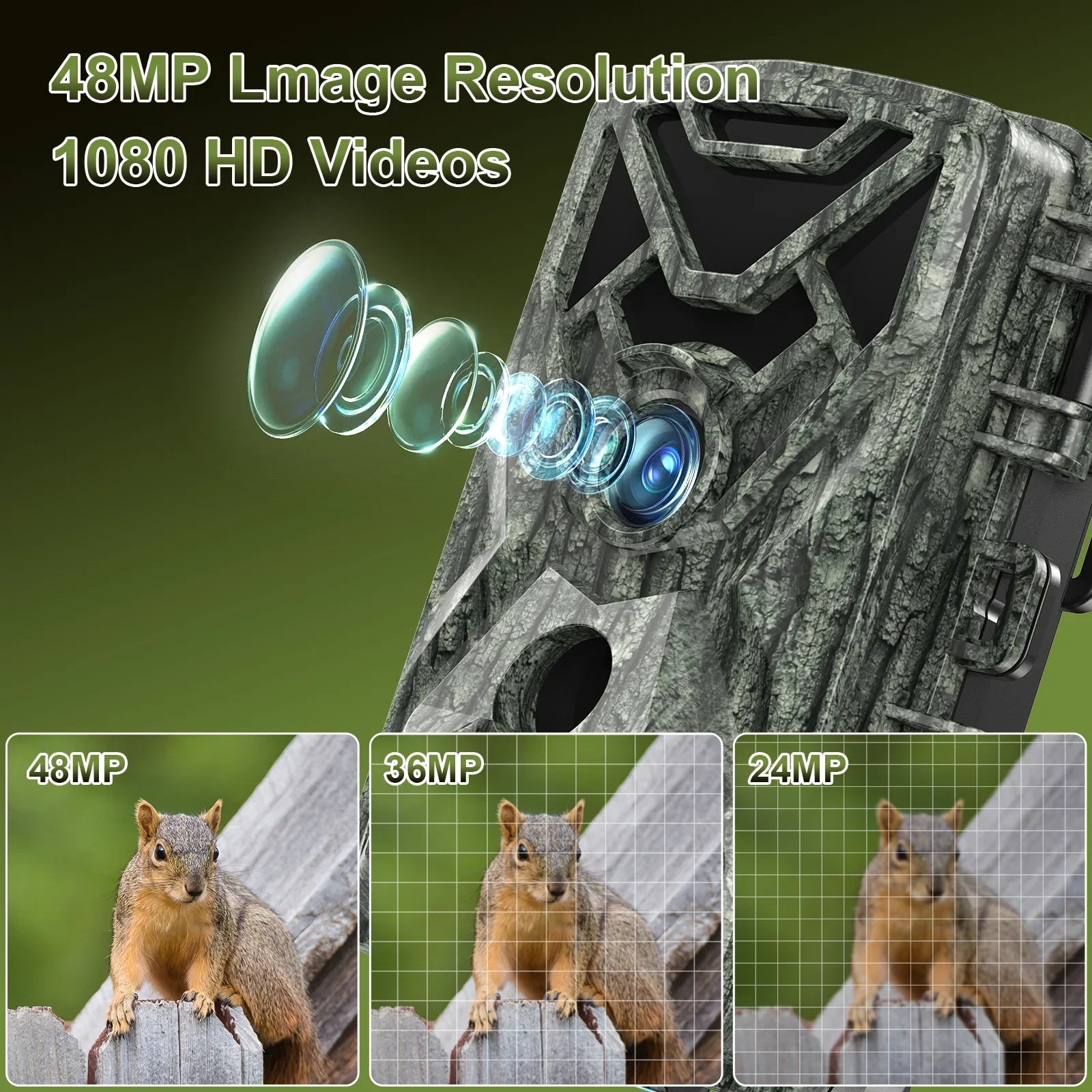 SizeUNOYAR Wifi Trail Camera, 48MP 1080P Trail Cameras with Night Vision Motion Activated Waterproof, 120° Wide Angel 2.0" LCD Game Camera for Hunting Home Sizeecurity