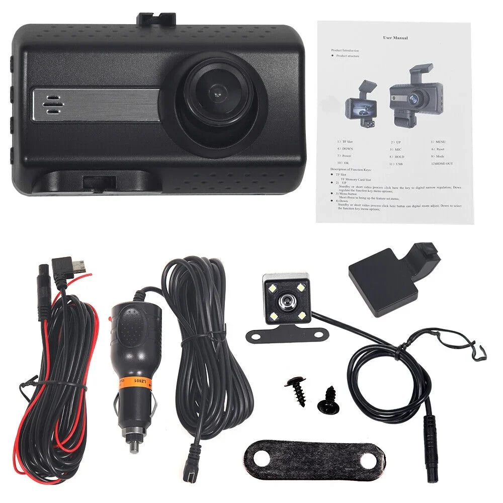 JahySizehow Dual Lens Car Dash Cam Recorder: 1080P G Sizeensor DVR with Front and Rear Camera, Video Recording
