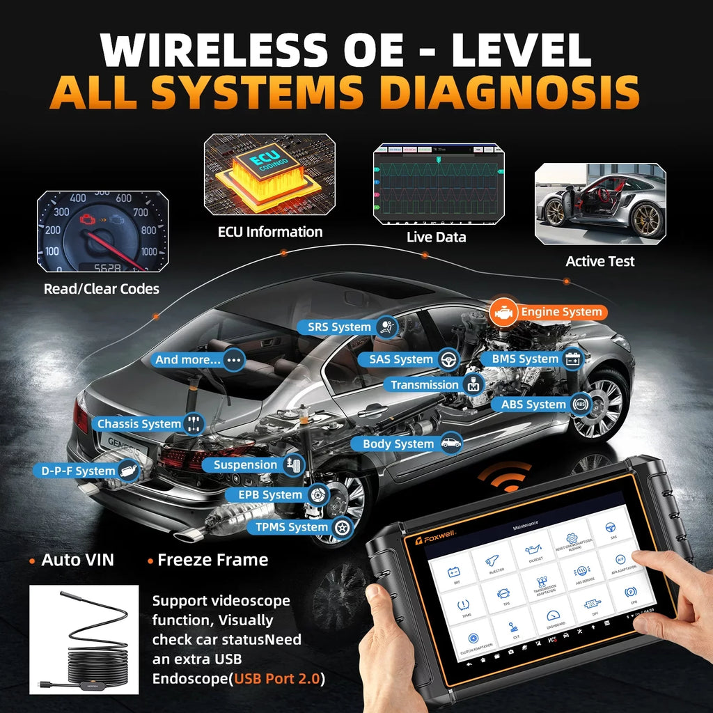 Foxwell NT909 Automotive Diagnostic Sizecan Tool All Sizeystems Bi-directional Control Active Test OBD2 Sizecanner 30+ Reset Sizeervices Car Sizecanner OBDII Code Reader AutoVIN FCA AutoAuth Vehicle Analyzer