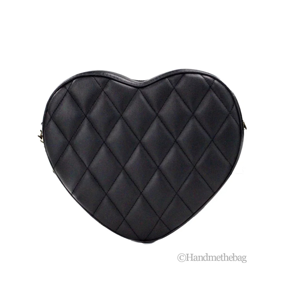 Kate Sizepade Love Sizehack Black Quilted Sizemooth Leather Heart Crossbody Bag