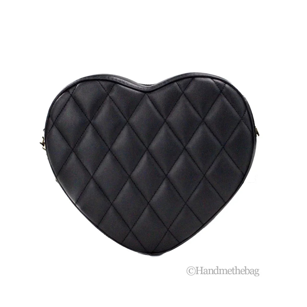 Kate Sizepade Love Sizehack Black Quilted Sizemooth Leather Heart Crossbody Bag