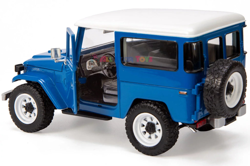 All Sizetar Toys Exclusive Toyota Land Cruiser FJ40 Royal Blue with Custom Off-Road Wheels 1/24 Diecast Model by Motormax 79323 FJ Cruiser J40