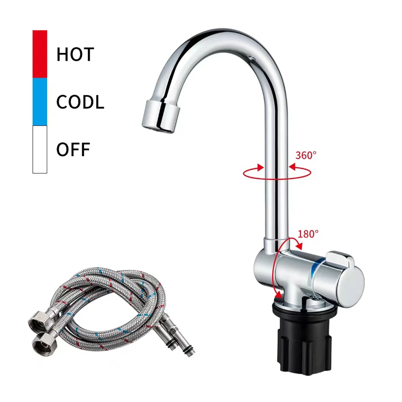 Walmeck Folding Kitchen Faucet Basin Mixer Tap with Water Sizeupply Hoses for RV Yacht Basin