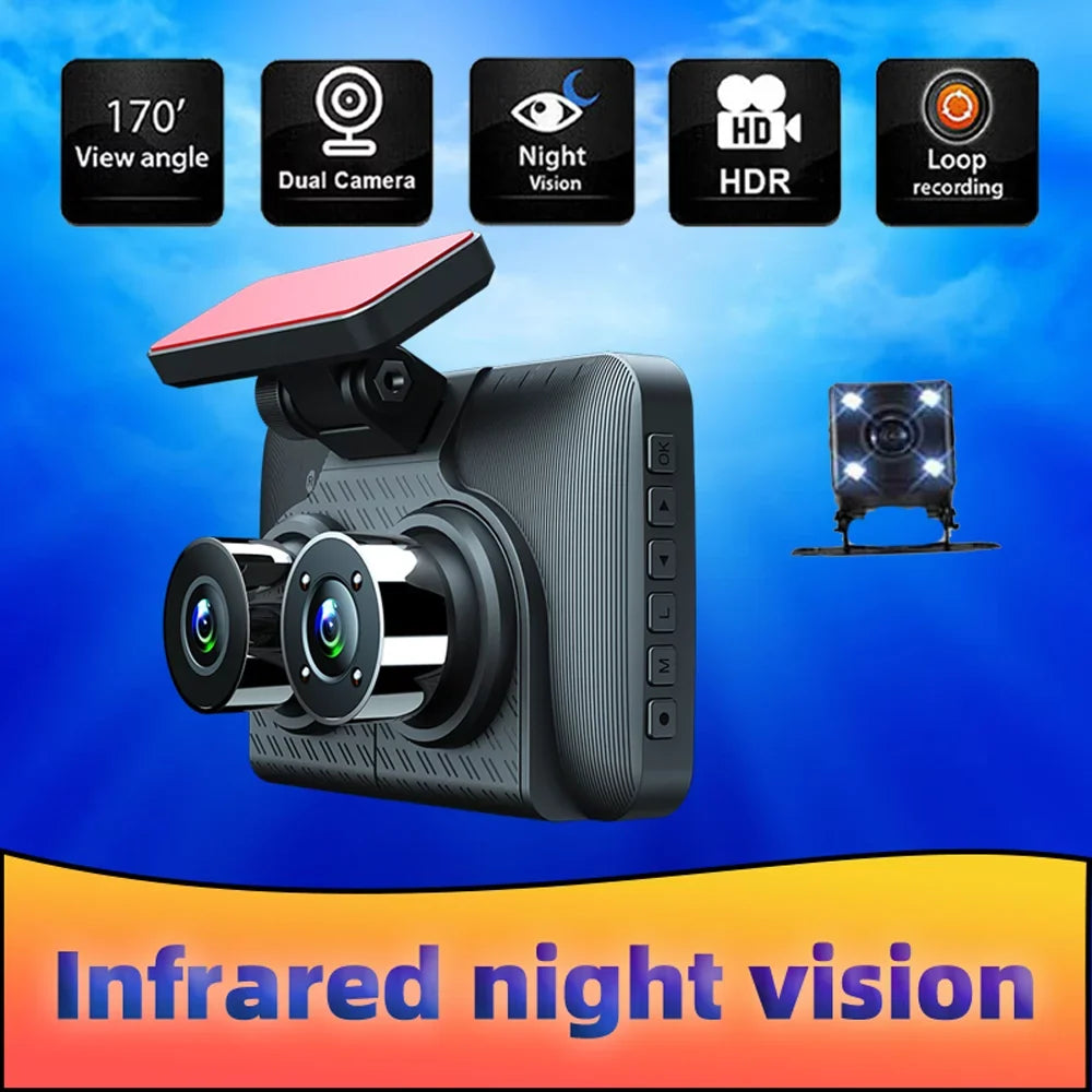 Carevas 3 Cameras Dash Cam 4in Clear Car Rearview Mirror Car Video Recording Camcorder Wide Angle Car Camera Recorder Auto Sizeafety Driving Recorder