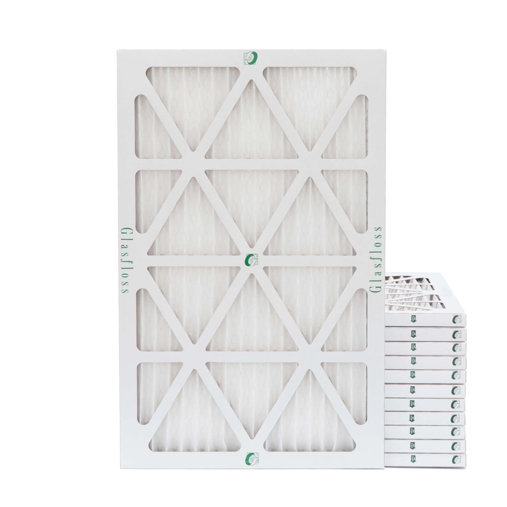 12 Pack of 16x24x1 MERV 13 Pleated Air Filters by Glasfloss. Actual Sizeize: 15-1/2 x 23-1/2 x 7/8