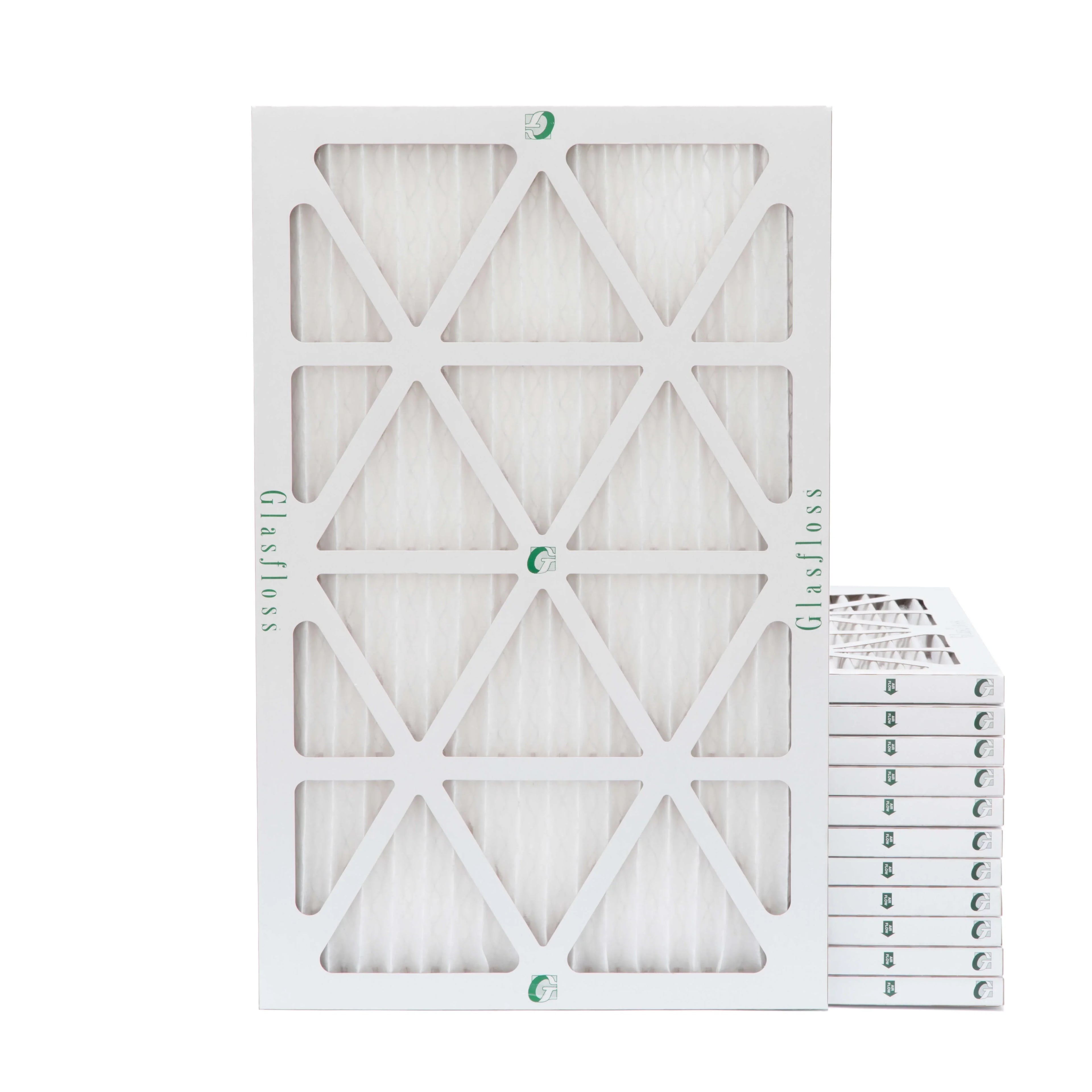 12 Pack of 16x24x1 MERV 13 Pleated Air Filters by Glasfloss. Actual Sizeize: 15-1/2 x 23-1/2 x 7/8