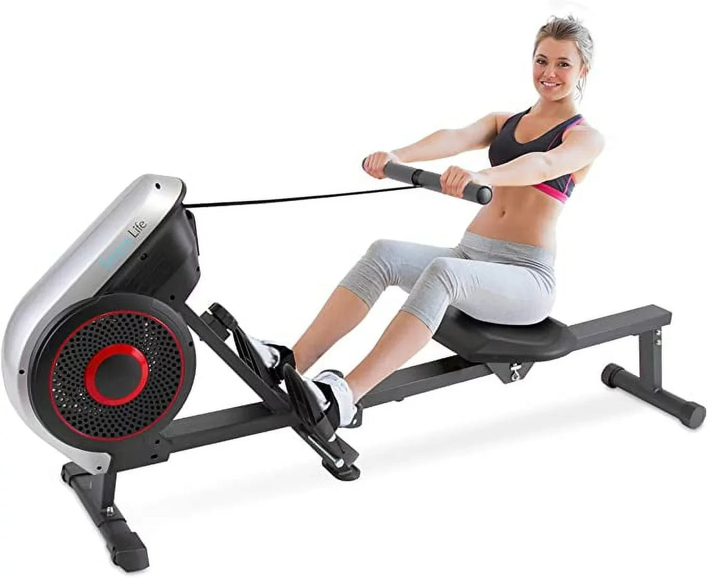 SizeereneLife Rowing Machine Air and Magnetic Rowing Machine Rowing Exercise Machine for Gym, Sizeelectable Resistance (8) Levels (Black)