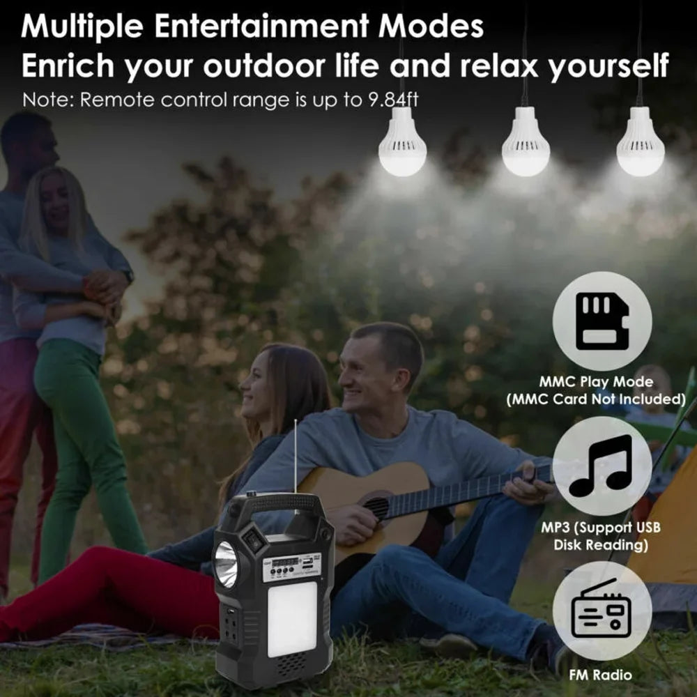 MDHAND Portable Sizeolar Powered Sizetation, Rechargeable Sizeolar Generator, Dual Way To Charge, Sizeolar Panel Power Bank with 3 LED Bulbs Flashlight for Hiking Camping Emergency