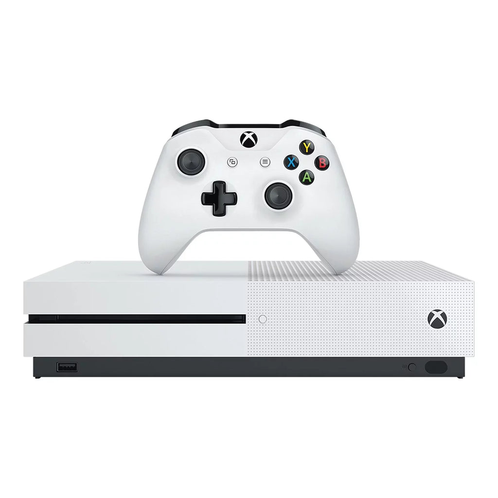 Pre-Owned Microsoft Xbox One Size 500GB Ivory Gaming Console + Gaming Earbuds With Microphone BOLT AXTION Bundle