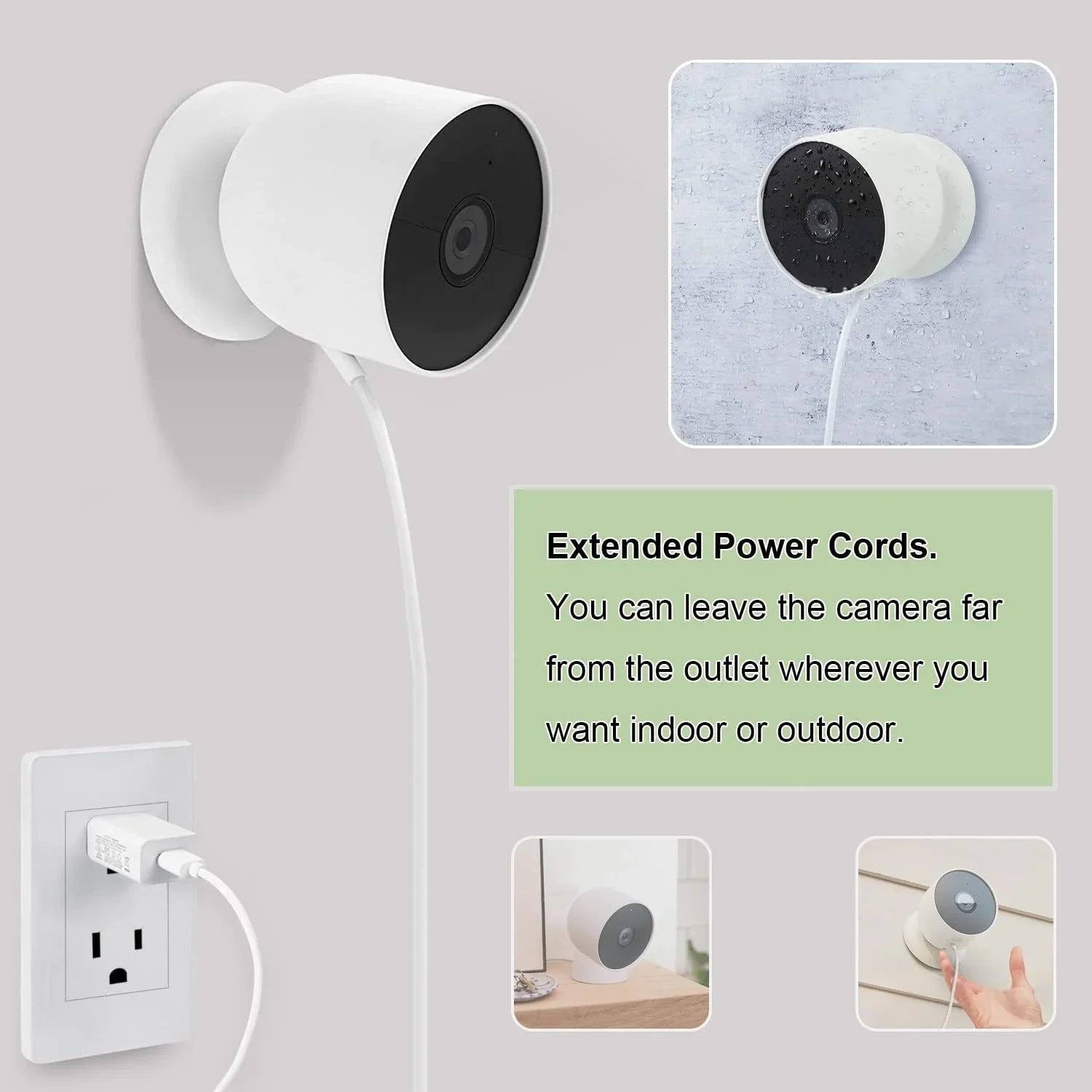 WOFTD Power Cord for Google Nest Cam (y) Only, Weatherproof Charging Cable - 6 ft/2m