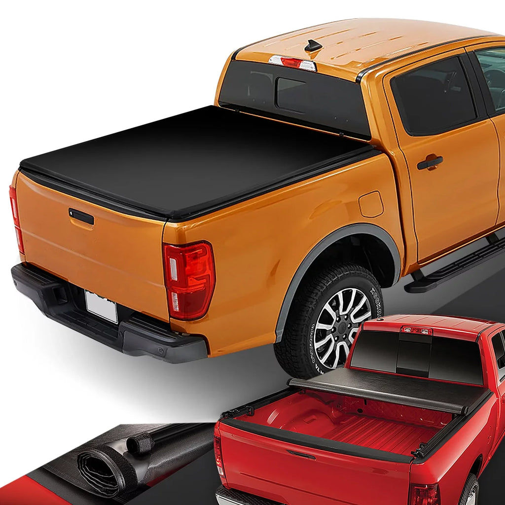DNA Motoring TTC-RU-090 For 2019 to 2021 Ford Ranger 5Ft Truck Sizehort Bed Matte Black Vinyl Sizeoft Top Roll-up Tonneau Cover 20