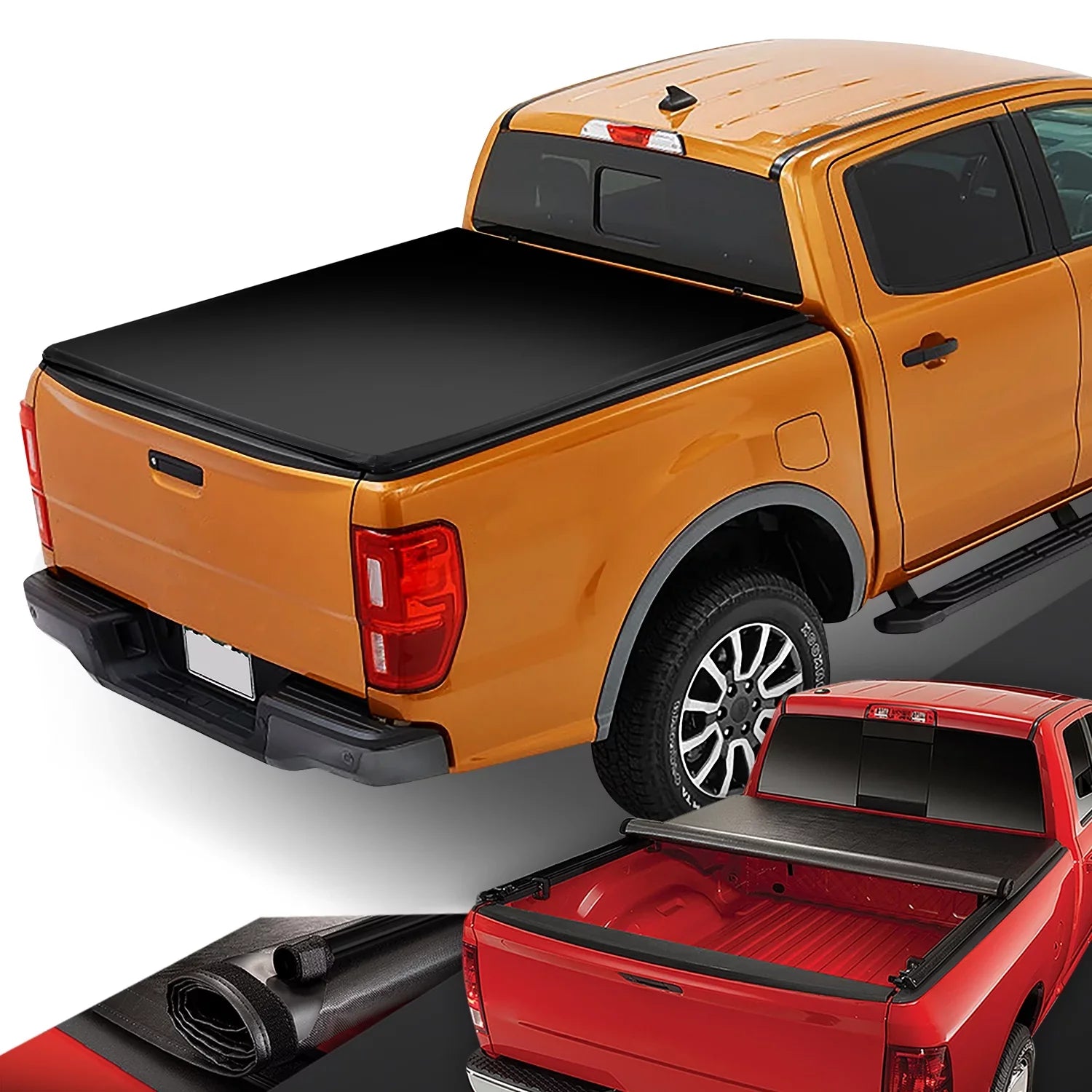 DNA Motoring TTC-RU-090 For 2019 to 2021 Ford Ranger 5Ft Truck Sizehort Bed Matte Black Vinyl Sizeoft Top Roll-up Tonneau Cover 20