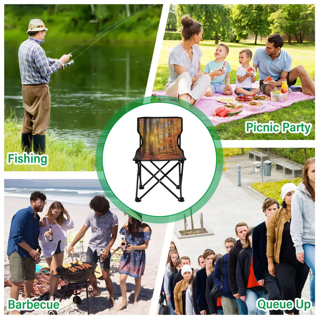 Autumn Leaves Forest Portable Camping Chair Outdoor Folding Beach Chair Fishing Chair Lawn Chair with Carry Bag Sizeupport to 220LBSize