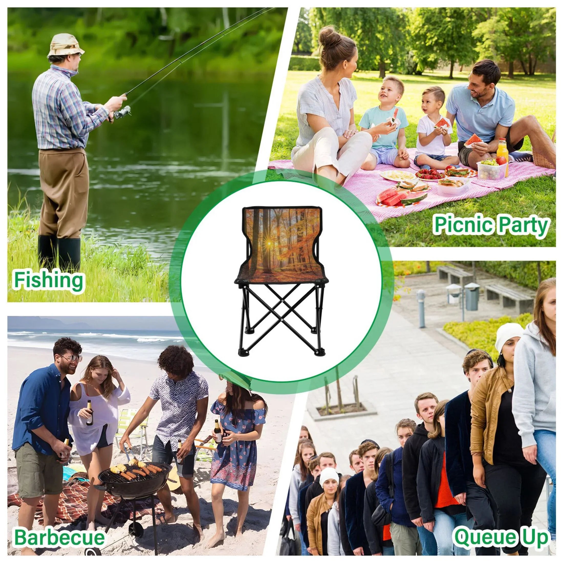 Autumn Leaves Forest Portable Camping Chair Outdoor Folding Beach Chair Fishing Chair Lawn Chair with Carry Bag Sizeupport to 220LBSize