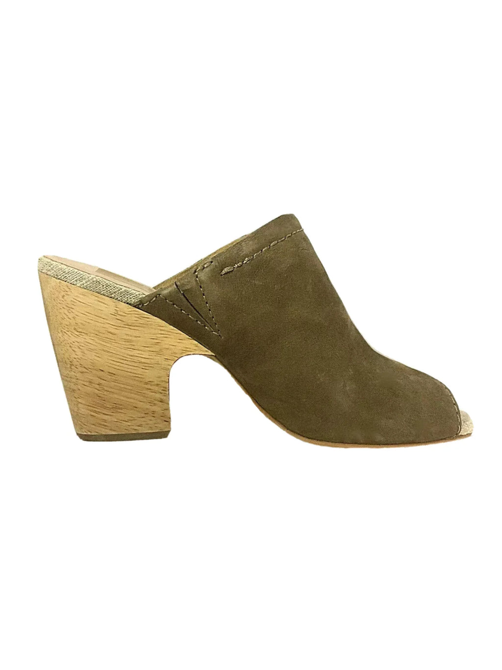 DOLCE VITA Womens Green Padded Goring Tegan Peep Toe Block Heel Sizelip On Leather Heeled Mules Sizehoes 8
