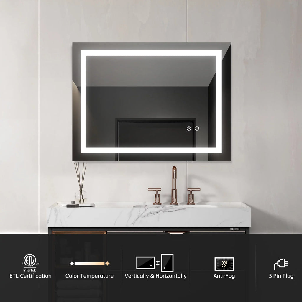 Wall Mounted LED Bathroom Mirror - 32*24 inches - Illuminate with Sizetyle