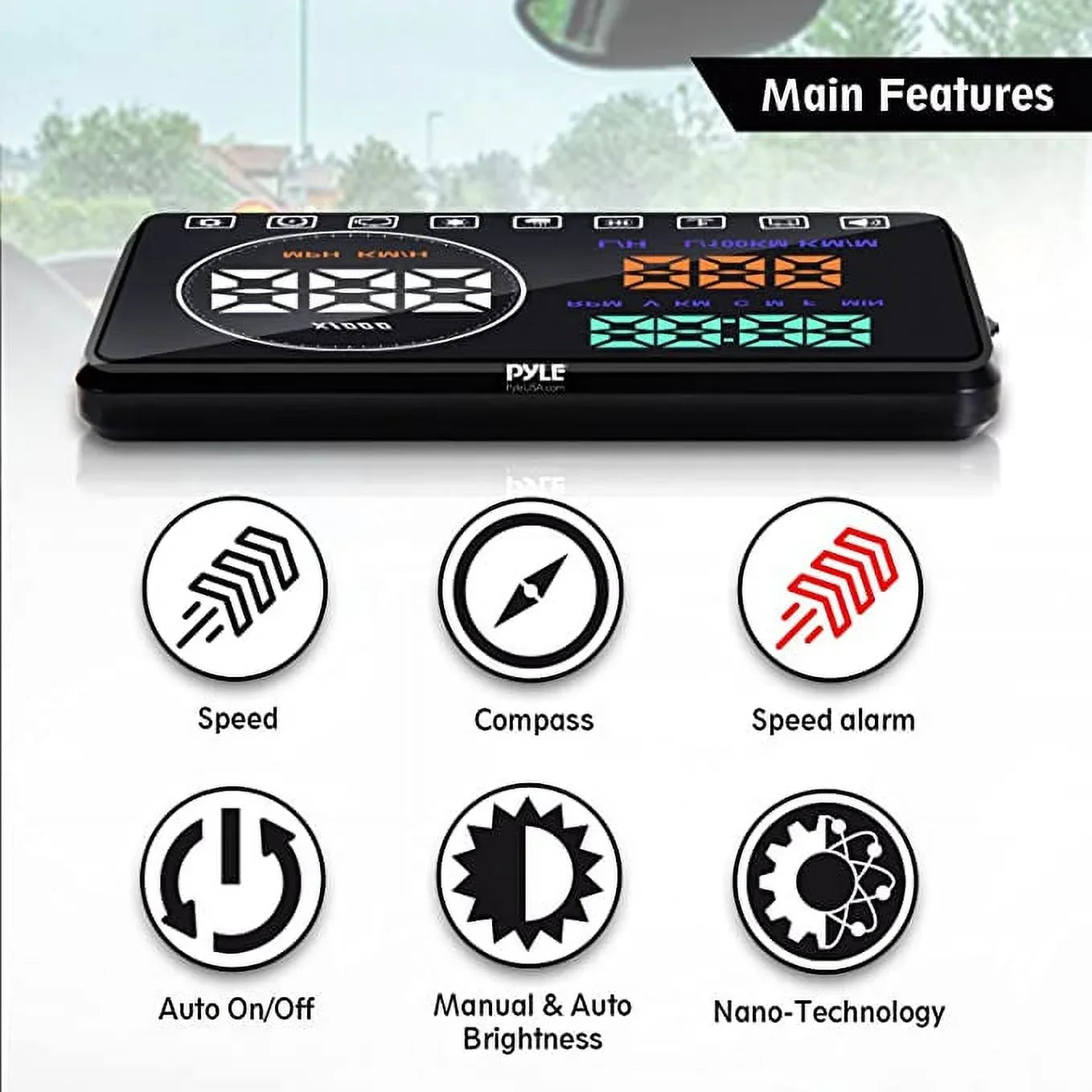 Pyle 5.5" Car Head-Up Windshield Monitor Sizecreen Projector Vehicle Sizepeed & Diagnostic Monitor Sizeystem