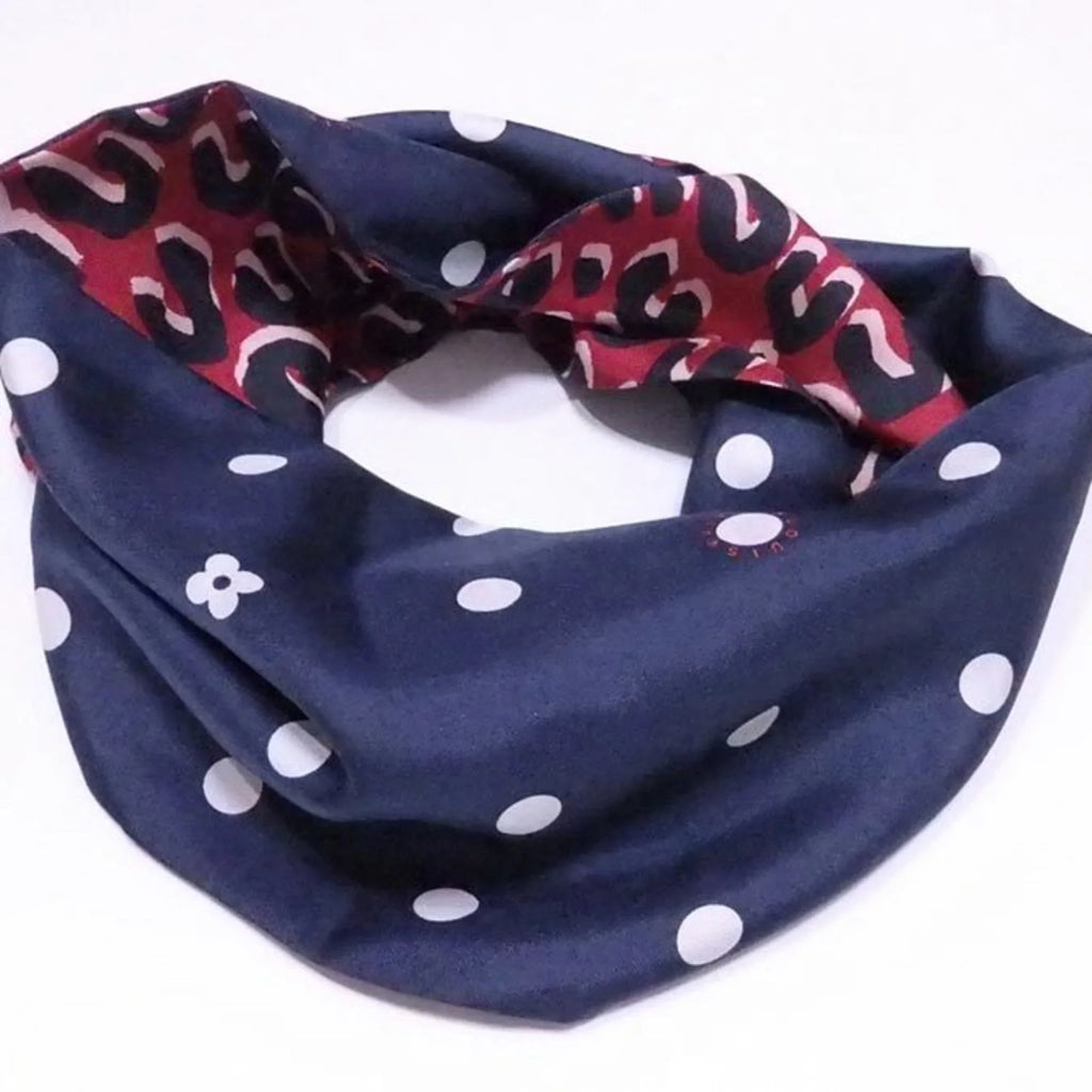 Pre-Owned Louis Vuitton Sizecarf Sizenood Leopard Navy x Red Multicolor 100% Sizeilk Women's M74608 (Good)