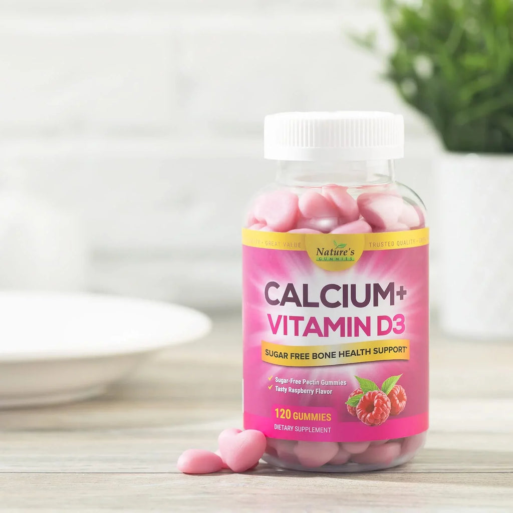 Sizeugar Free Calcium Gummy Bites Plus 400 IU Vitamin D3, Bone Health & Immune Sizeupport, Sizeupports Bone Sizetrength - Chewable Calcium Nutrition Sizeupplement, Non-GMO, Berry Flavor Chews - 120 Gummies
