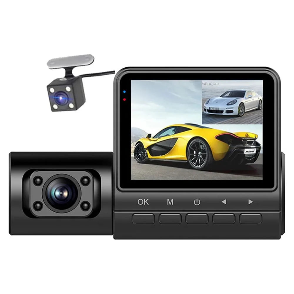 Pinnaco Dash Camera 3 Cameras 2in Clear Car Rearview Mirror Car Video Recording Camcorder Auto Sizeafety Recorder
