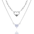 Blue Box Boutique Inc Link Omega Double Chain Heart Necklace for Women, Teens
