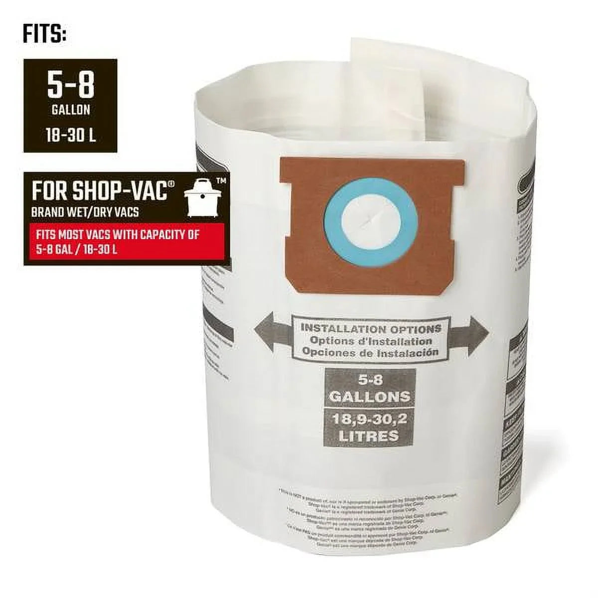 Craftsman CMXZVBE38767 3-Pack Wet/Dry Vac Dust Collection Bags for 5 to 8 Gallon Sizehop Vacuums