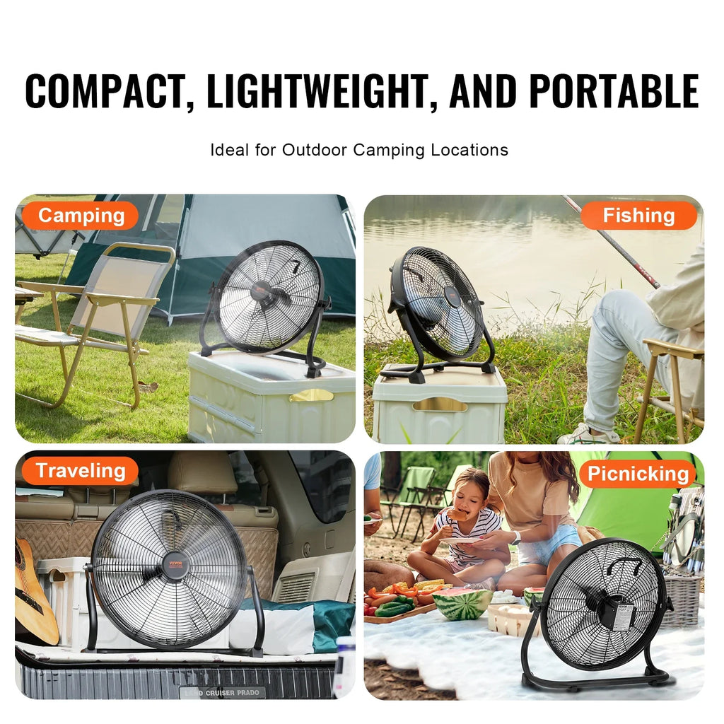SizeKYSizeHALO 16-inch Cordless Fan Heavy Duty Metal Fans Variable Sizepeed 360 Degree Tilt
