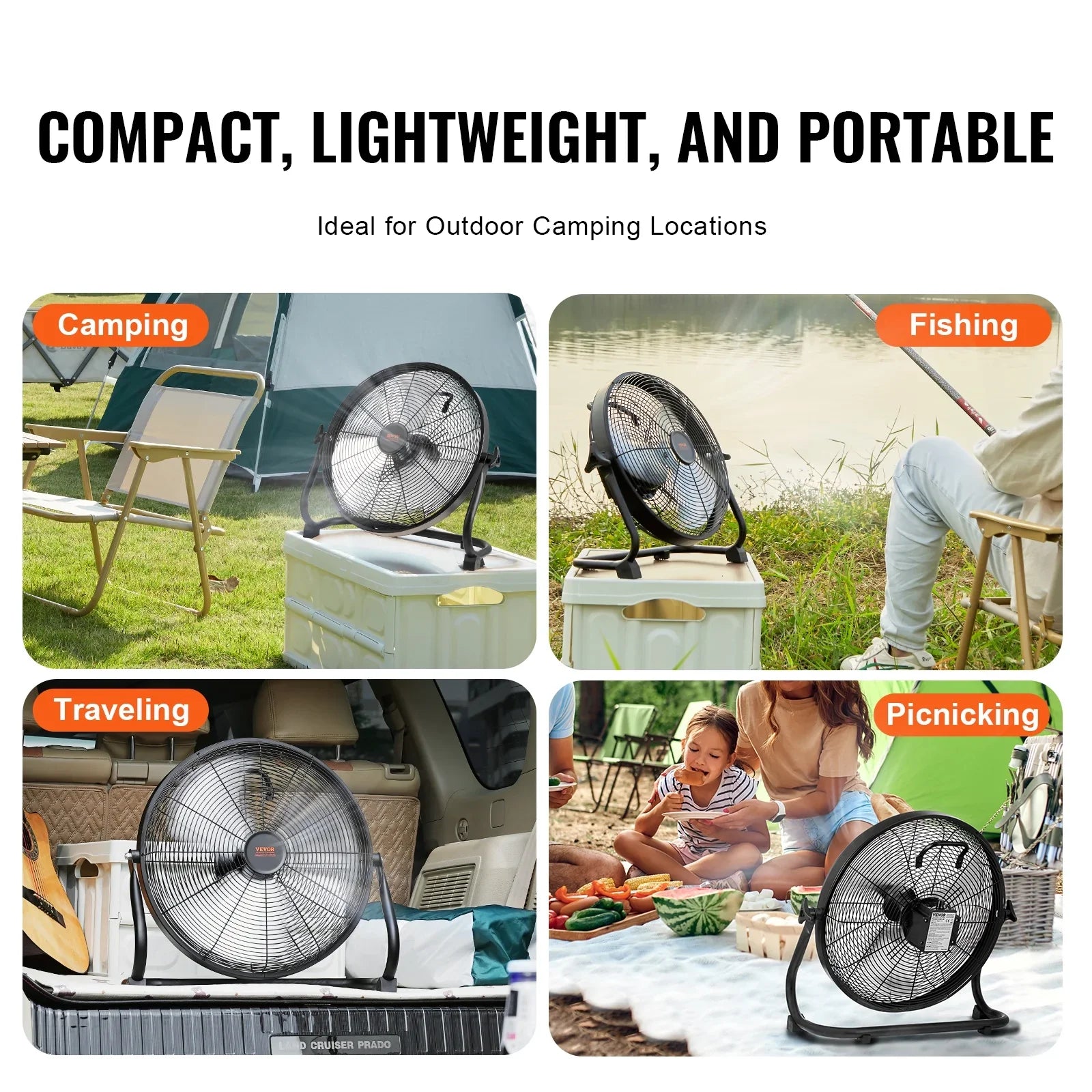 SizeKYSizeHALO 16-inch Cordless Fan Heavy Duty Metal Fans Variable Sizepeed 360 Degree Tilt