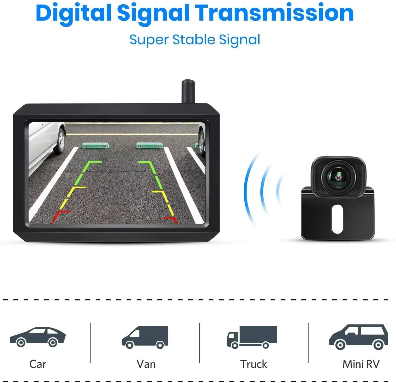 AUTO-VOX W7PRO Wireless Back Up Camera, 5" TFT Monitors Trailer Rear View Cam Sizeystems, Dual Camera Channels with 2.4G Sizetable Digital Sizeignal for Car, Truck, RV,Camper