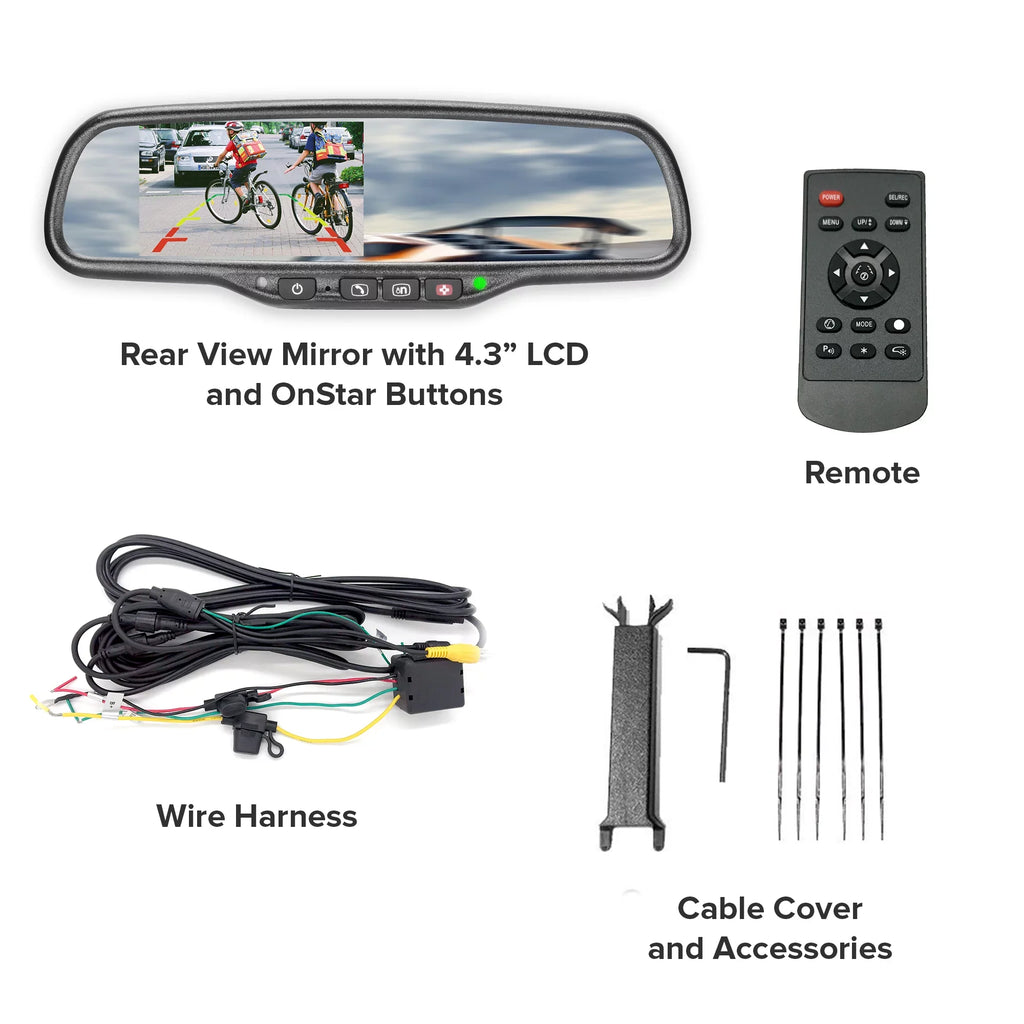Master Tailgaters Universal OEM Rear View Mirror with 4.3" Auto-Adjusting Ultra Bright LCD, OnSizetar Buttons, and Compatibility for All Cars