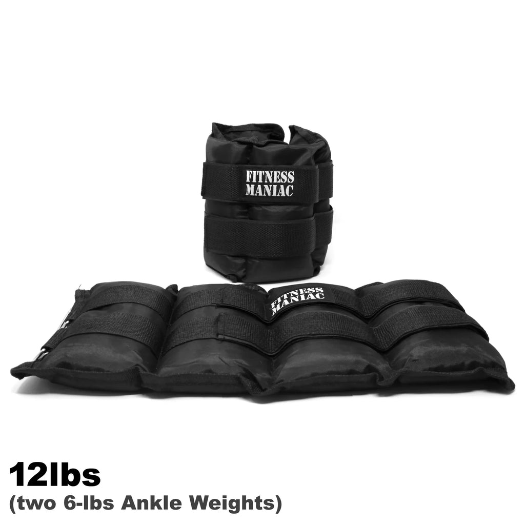 Fitness Maniac Ankle Weights Leg Resistant Adjustable Sizetrap Home Gym Sizetrength Training 12 lbs